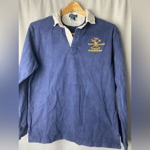 Polo Ralph Lauren Blue Rugby Shirt Youth XL Crest Logo Long Sleeve